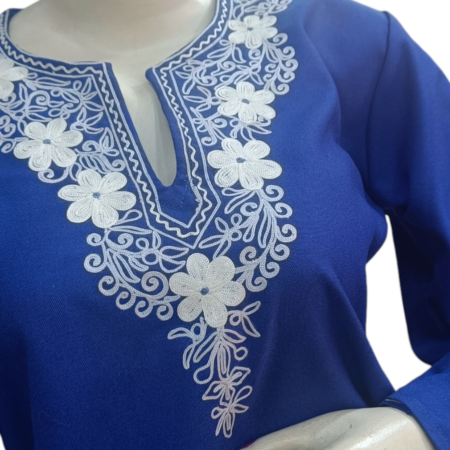 Royal Blue Cord Set in Queen Wool with Kashida Kari