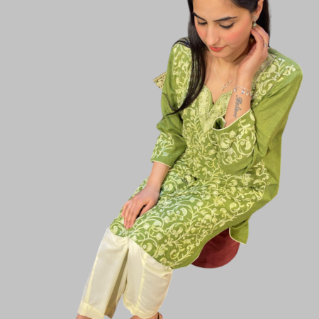 Green Off White Kashida Kari Summer Cords