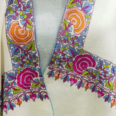 Off White Pashmina Shawl with Paper Mache Kari